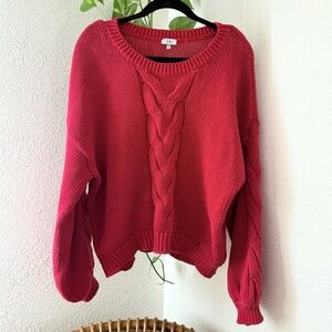Tobi “All the Feels” Red Cableknit Sweater